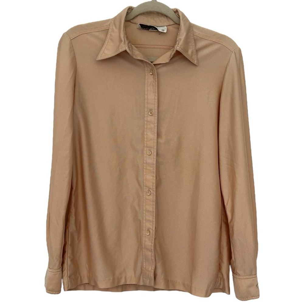 Oscar de la Renta Women’s Vintage Long Sleeve Button Down Peach Top Sz 16